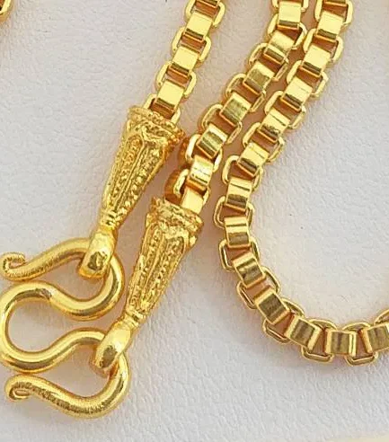 สร้อยคอลายบล๊อคเหลี่ยม 1 บาท ทองโคลนนิ่งเหมือนจริง