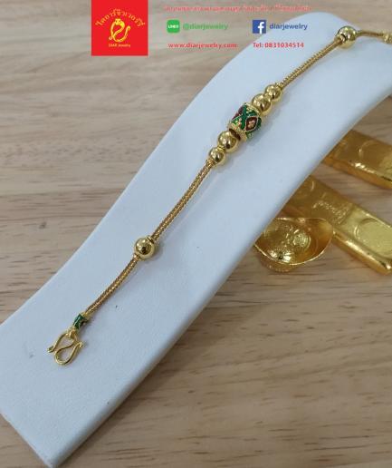 สร้อยข้อมือทองลายกระดูกงูลงยาสุโขทัย 1 บาท