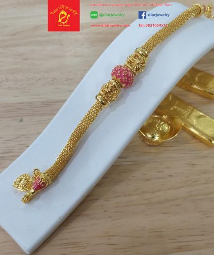 สร้อยข้อมือชีฟองสีชมพูพาสเทล 2 บาท