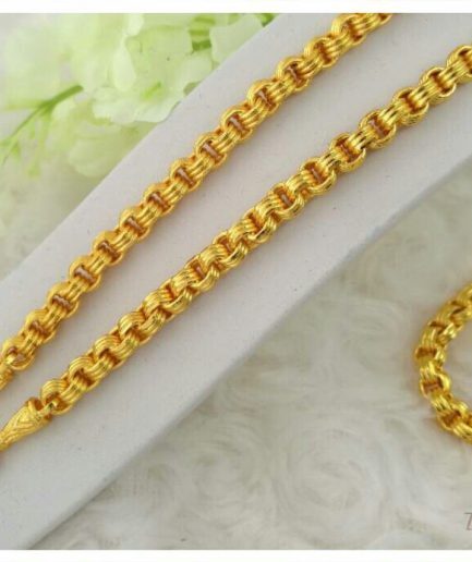 สร้อยคอลายห่วงคี่ หนัก 3 บาท ทองปลอมชุบนาโนเคลือบแก้ว ทนกว่าทองไมครอน เป็นทอง24kโคลนนิ่งเหมือนจริง