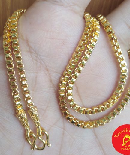 สร้อยคอลายบล๊อคเหลี่ยม 1 บาท ทองโคลนนิ่งเหมือนจริง