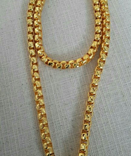 สร้อยทองชุบลายบล๊อคหนัก 5 บาท ทองปลอมชุบนาโนเคลือบแก้ว ทนกว่าทองไมครอน