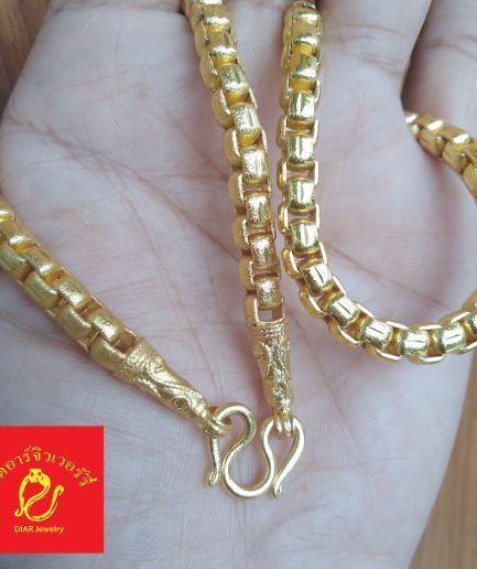 สร้อยทองชุบลายบล๊อคหนัก 5 บาท ทองปลอมชุบนาโนเคลือบแก้ว ทนกว่าทองไมครอน