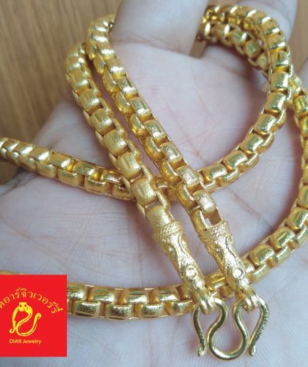 สร้อยทองชุบลายบล๊อคหนัก 5 บาท ทองปลอมชุบนาโนเคลือบแก้ว ทนกว่าทองไมครอน