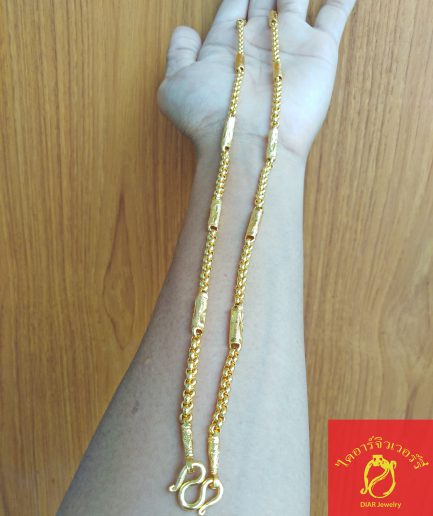 สร้อยคอทองโคลนนิ่ง ลายผ่าหวายปล้อง 3 บาท ยาว24นิ้ว