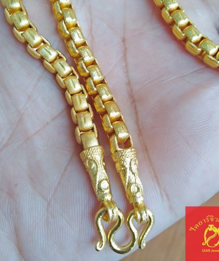 สร้อยคอทองชุบลายบล๊อคหนัก 3 บาท ยาว 24 นิ้ว ทองโคลนนิ่ง ทองปลอม