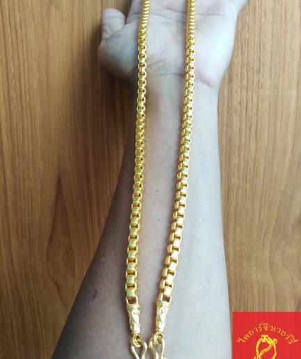 สร้อยคอทองชุบลายบล๊อคหนัก 3 บาท ยาว 24 นิ้ว ทองโคลนนิ่ง ทองปลอม