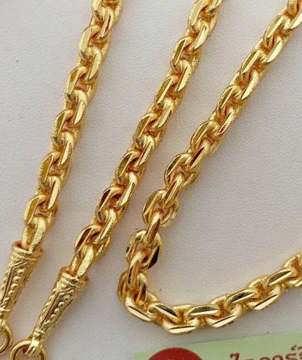 สร้อยคอทองชุบลายโซ่หนัก 3 บาท ยาว 24 นิ้ว ทองโคลนนิ่ง ทองปลอม