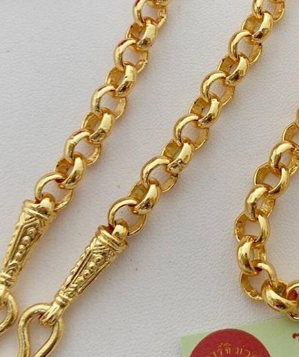 สร้อยคอทองชุบลายผ่าหวายหนัก 3 บาท ยาว 24 นิ้ว ทองโคลนนิ่ง ทองปลอม