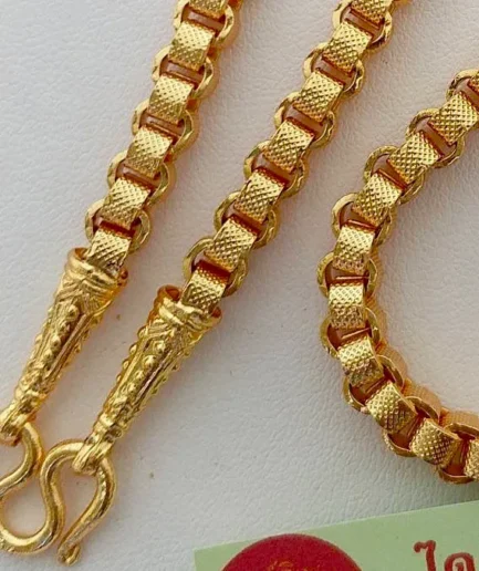 สร้อยคอทองชุบลายทาโร่เครื่องหนัก 3 บาท ยาว 24 นิ้ว ทองโคลนนิ่ง ทองปลอม