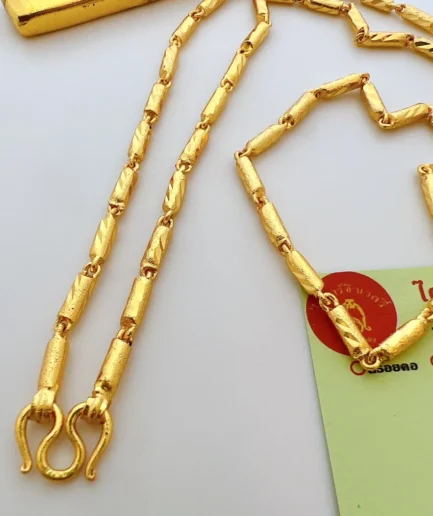 สร้อยคอทองชุบลายปล้องอ้อยกลมตัดลายหนัก 2 บาท