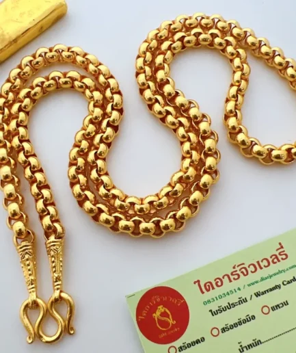 สร้อยคอทองโคลนนิ่งหนัก 5 บาท ลายผ่าหวาย ยาว 24 นิ้ว