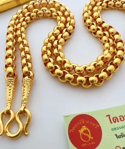 สร้อยคอทองโคลนนิ่งหนัก 5 บาท ลายผ่าหวาย ยาว 24 นิ้ว