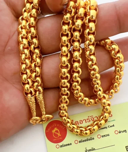 สร้อยคอทองโคลนนิ่งหนัก 5 บาท ลายผ่าหวาย ยาว 24 นิ้ว