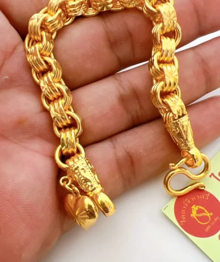 สร้อยข้อมือทองโคลนนิ่งหนัก 3 บาท ลายห่วงคี่จี้หัวใจ