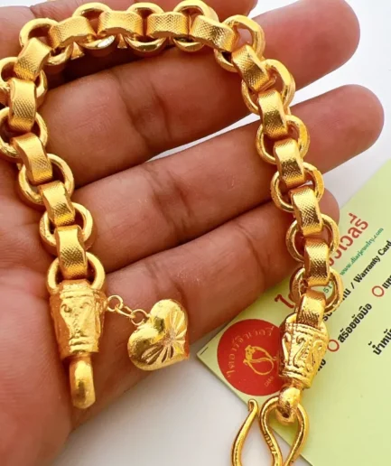 สร้อยข้อมือทองโคลนนิ่งหนัก 3 บาท ลายทาโร่จี้หัวใจ