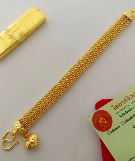 สร้อยข้อมือทองโคลนนิ่ง 2 บาท ลายชีฟองจี้หัวใจ