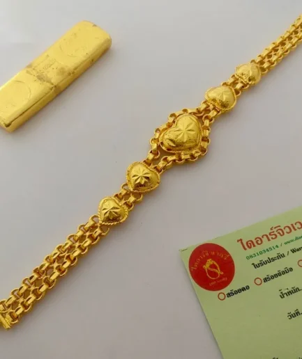 สร้อยข้อมือทองโคลนนิ่ง 2 บาท ลายทาโร่คู่หัวใจ