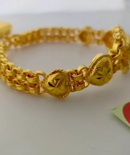 สร้อยข้อมือทองโคลนนิ่ง 2 บาท ลายทาโร่คู่หัวใจ