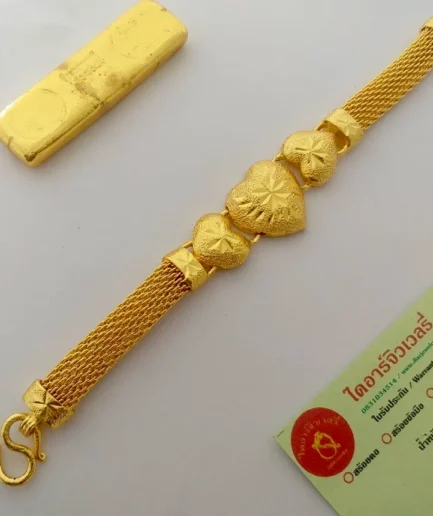 สร้อยข้อมือทองโคลนนิ่ง 2 บาท ลายชีฟองใจกลาง