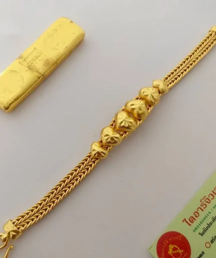 สร้อยข้อมือทองโคลนนิ่ง 2 บาท ลายสี่เสาคู่ใจกลาง