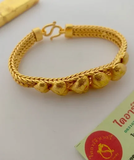 สร้อยข้อมือทองโคลนนิ่ง 2 บาท ลายสี่เสาคู่ใจกลาง