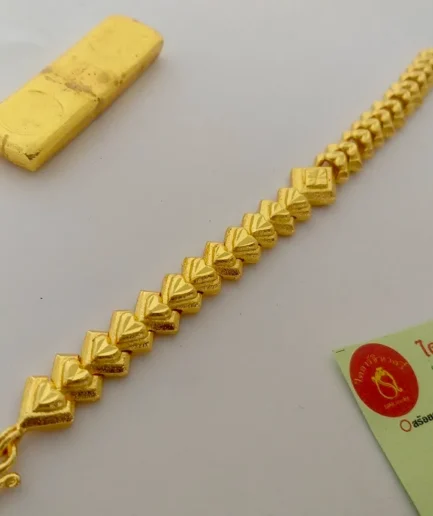 สร้อยข้อมือทองโคลนนิ่ง 2 บาท ลายข้าวหลามตัดกลาง