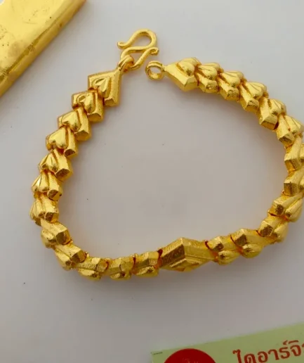 สร้อยข้อมือทองโคลนนิ่ง 2 บาท ลายข้าวหลามตัดกลาง
