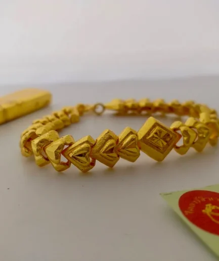 สร้อยข้อมือทองโคลนนิ่ง 2 บาท ลายข้าวหลามตัดกลาง