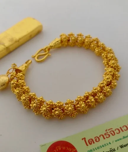 สร้อยข้อมือทองโคลนนิ่ง 2 บาท ลายดอกพิกุลใจ