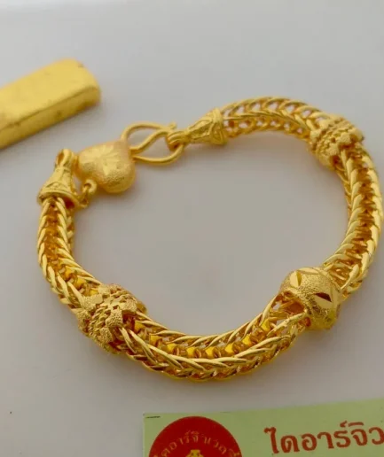 สร้อยข้อมือทองโคลนนิ่ง 2 บาท ลายสี่เสาโอ่งโปร่ง