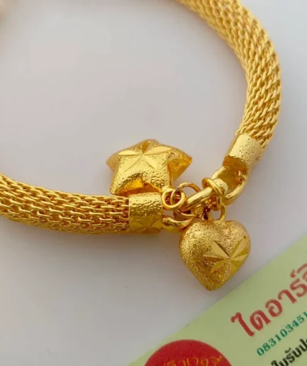 สร้อยข้อมือทองโคลนนิ่ง 2 บาท ลายชีฟองจี้ใจดาว