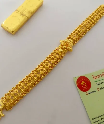 สร้อยข้อมือทองโคลนนิ่ง 2 บาท ลายเลสดอกพิกุล