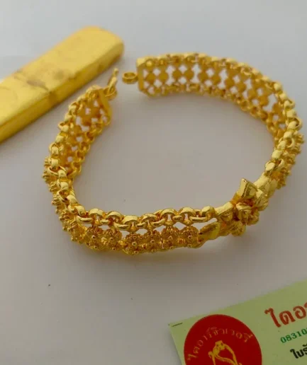 สร้อยข้อมือทองโคลนนิ่ง 2 บาท ลายเลสดอกพิกุล