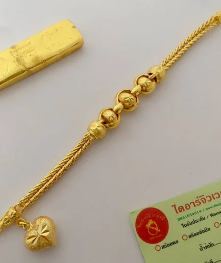 สร้อยข้อมือทองโคลนนิ่ง 2 บาท ลายสี่เสาโอ่งกลาง