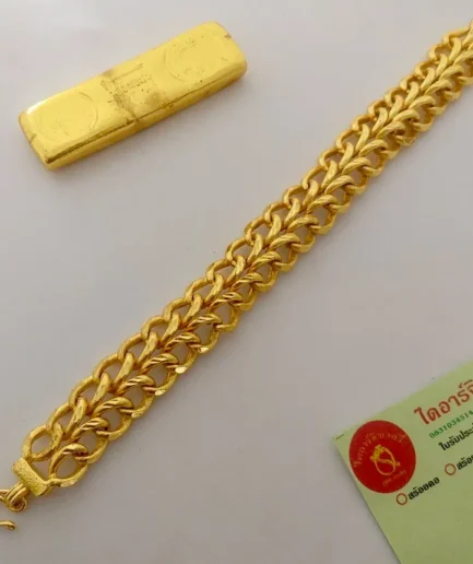 สร้อยข้อมือทองโคลนนิ่ง 2 บาท ลายเลสห่วงคู่