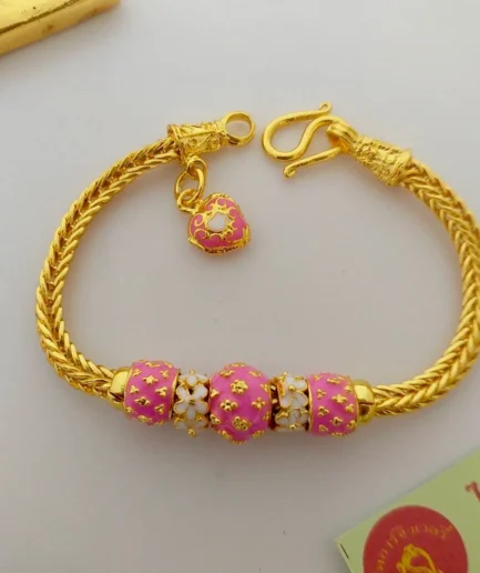 สร้อยข้อมือสี่เสาลงยา หนัก 2 บาท