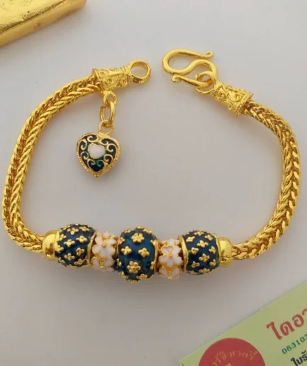 สร้อยข้อมือสี่เสาลงยา หนัก 2 บาท