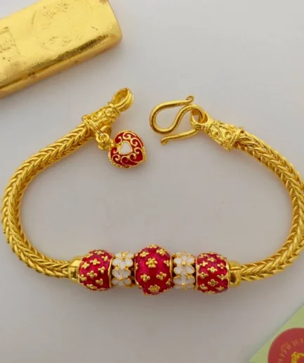 สร้อยข้อมือสี่เสาลงยา หนัก 2 บาท