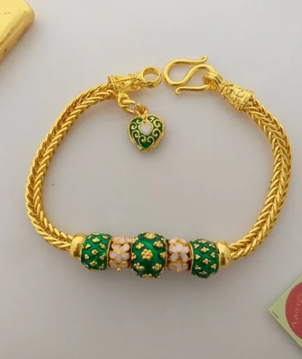 สร้อยข้อมือสี่เสาลงยา หนัก 2 บาท