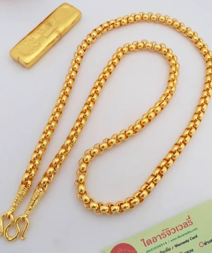 สร้อยคอทองชุบลายผ่าหวายตันหนัก 3 บาท ยาว 24 นิ้ว ทองโคลนนิ่ง ทองปลอม