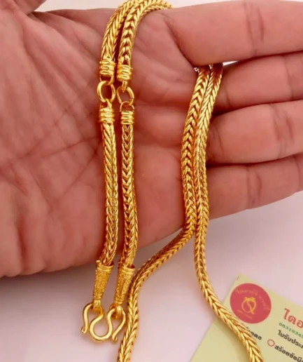 สร้อยคอทองโคลนนิ่งลายสี่เสาแขวนพระ 3 องค์หนัก 3 บาท