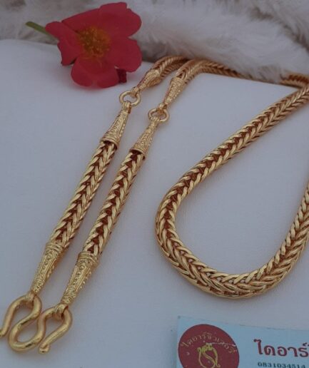 สร้อยคอทองโคลนนิ่งลายสี่เสาแขวนพระ 3 องค์หนัก 3 บาท